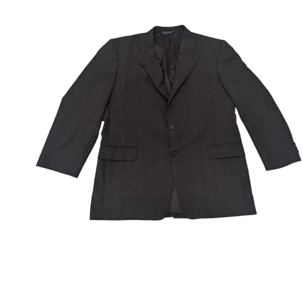 Gieves & Hawkes 100% Wool Claridge Suit Jacket Blazer Windowpane 42R‎ Gray Grey